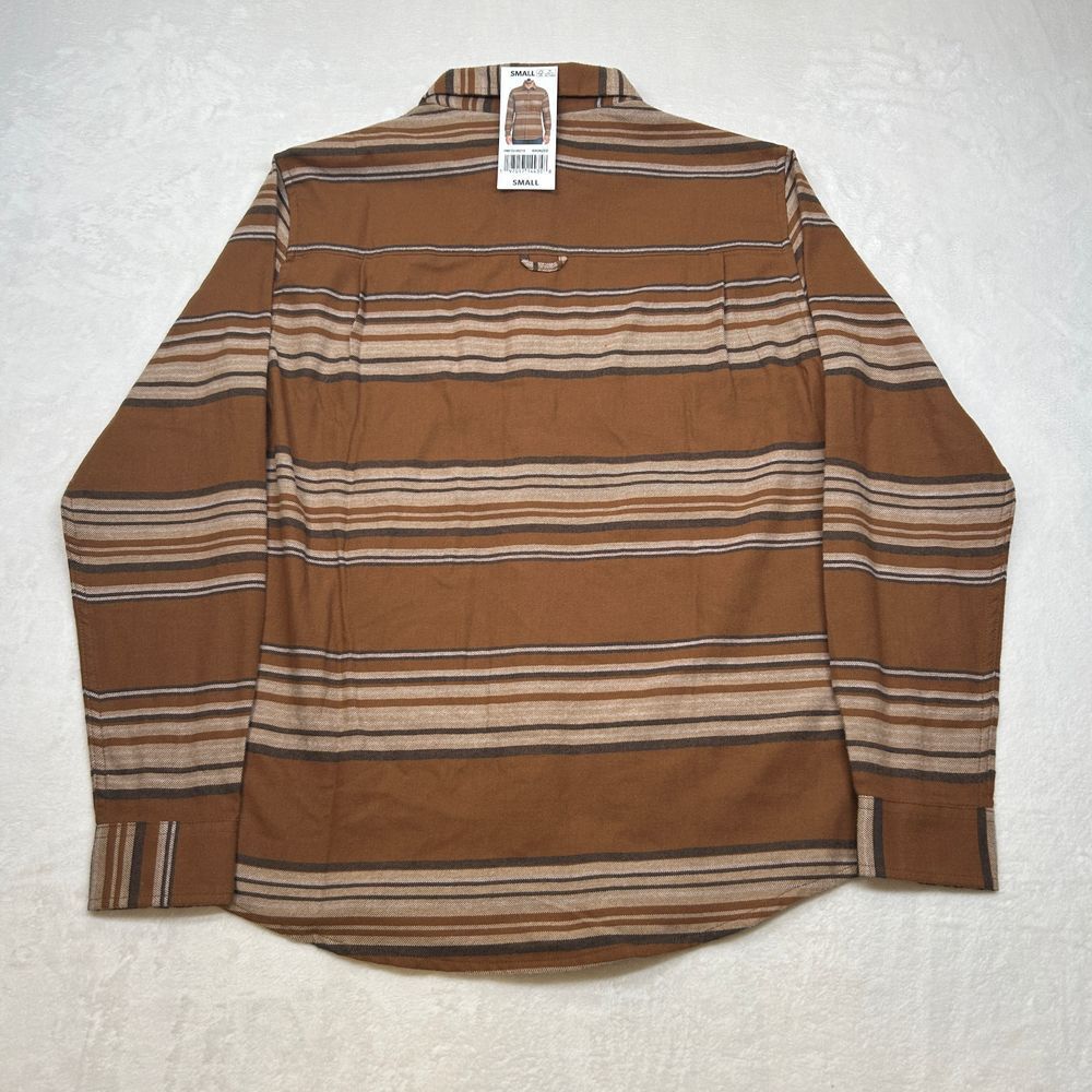 Hurley Brushed Fabric Shirt Mens Small Brown Striped Ultra Soft Regular Fit - Picture 3 of 8